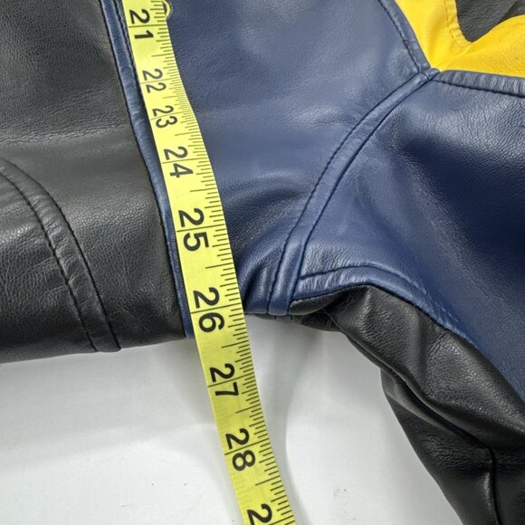 University of Michigan Bomber Jacket Mens Large Faux Leather Sewn Logo Full Zip - Picture 16 of 16